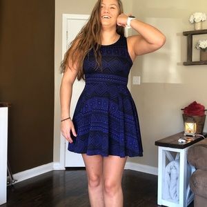 Blue and black Aztec dress